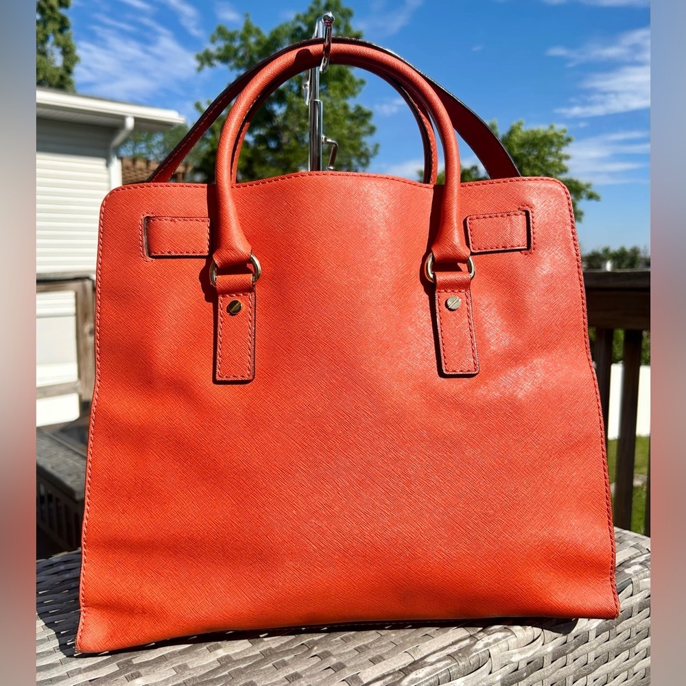 Michael Kors Large Orange Hamilton Saffiano Leather Tote Bag​ - Picture 5 of 16